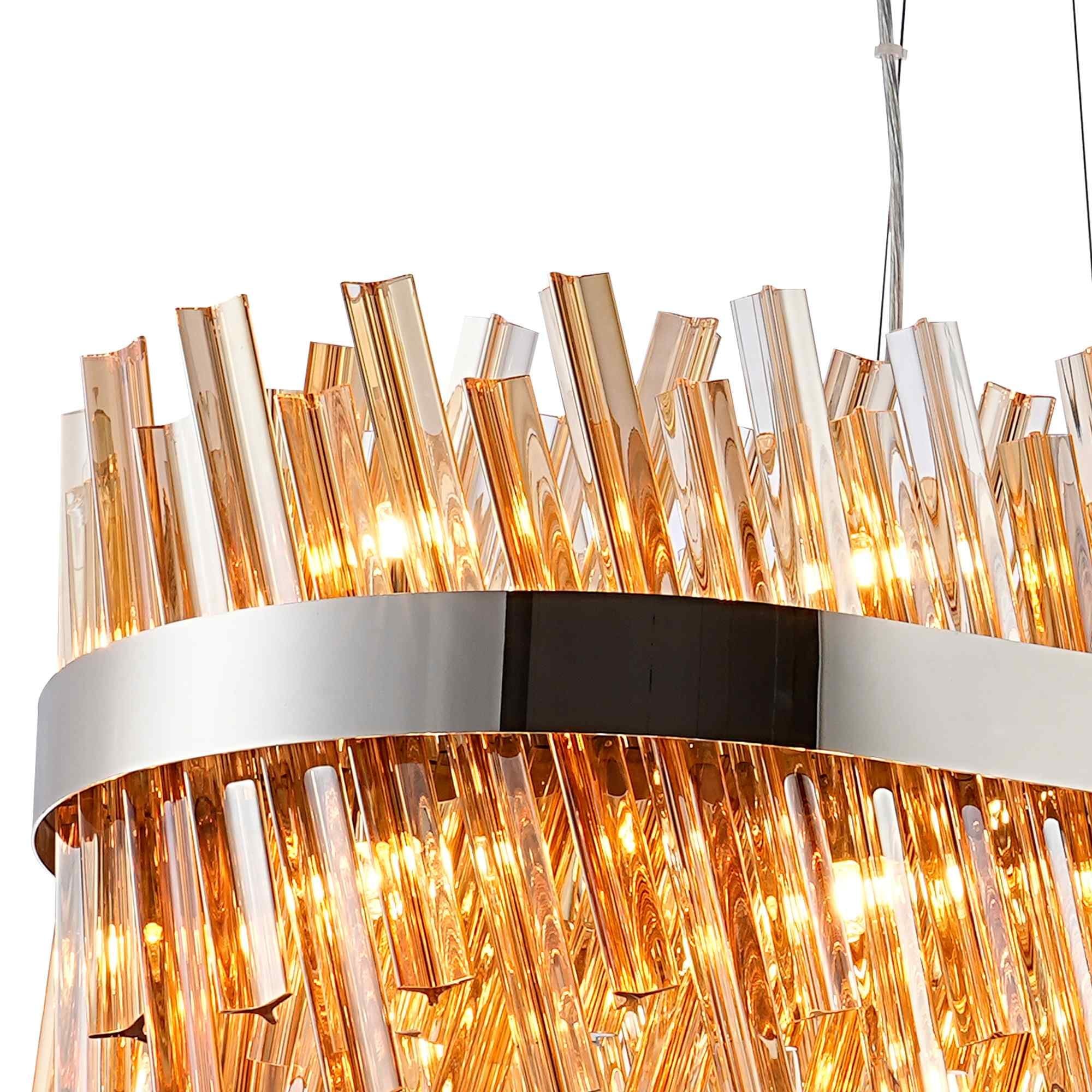 NL9508PN/AM9 Kaffer 36 Light Oblong Pendant Polished Nickel Amber