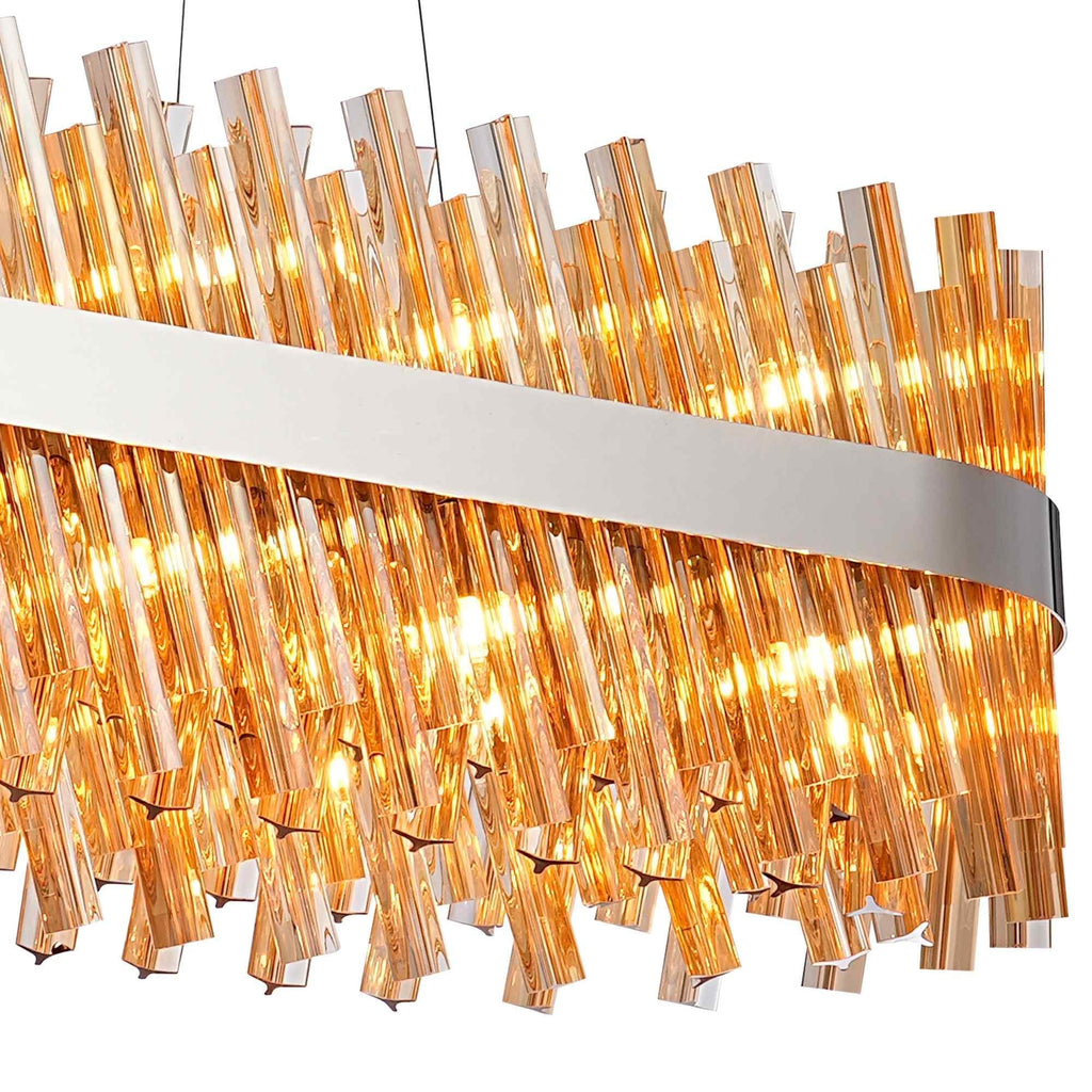 NL9508PN/AM9 Kaffer 36 Light Oblong Pendant Polished Nickel Amber