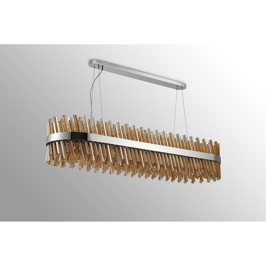 NL9508PN/AM9 Kaffer 36 Light Oblong Pendant Polished Nickel Amber