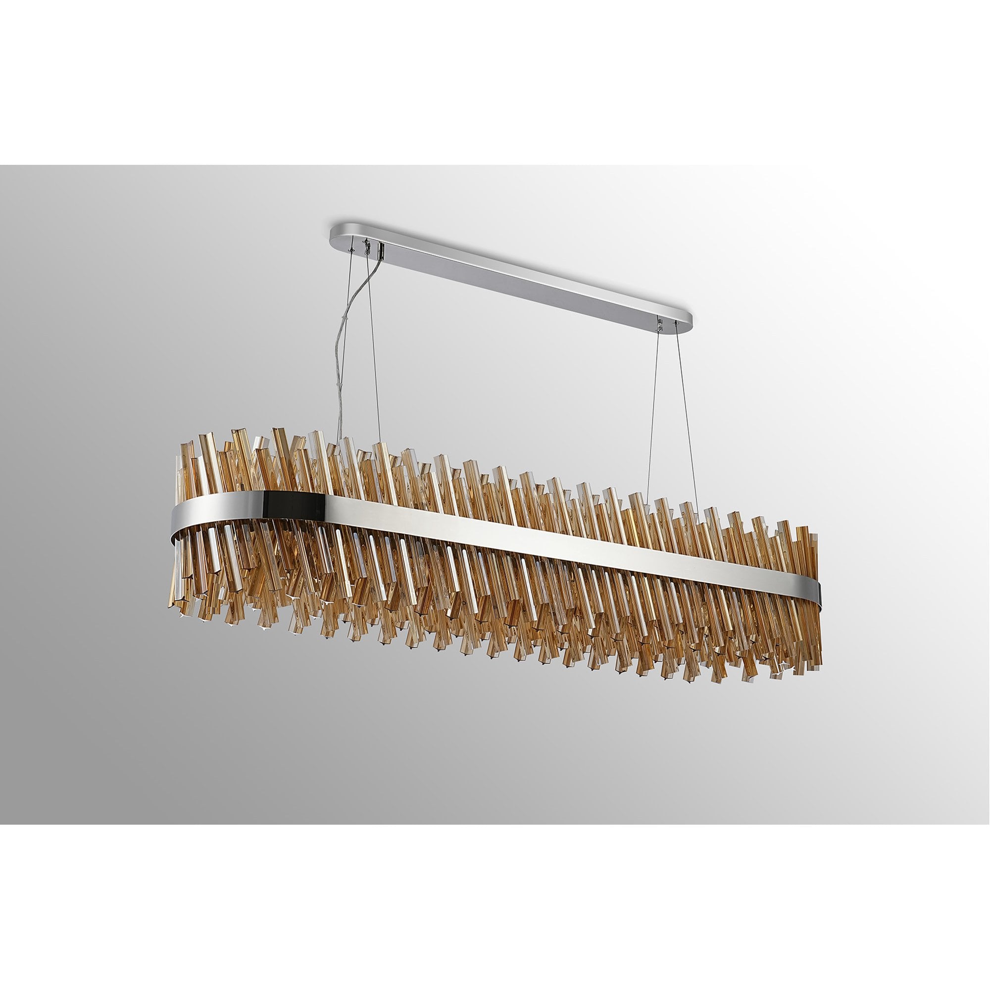 NL9508PN/AM9 Kaffer 36 Light Oblong Pendant Polished Nickel Amber