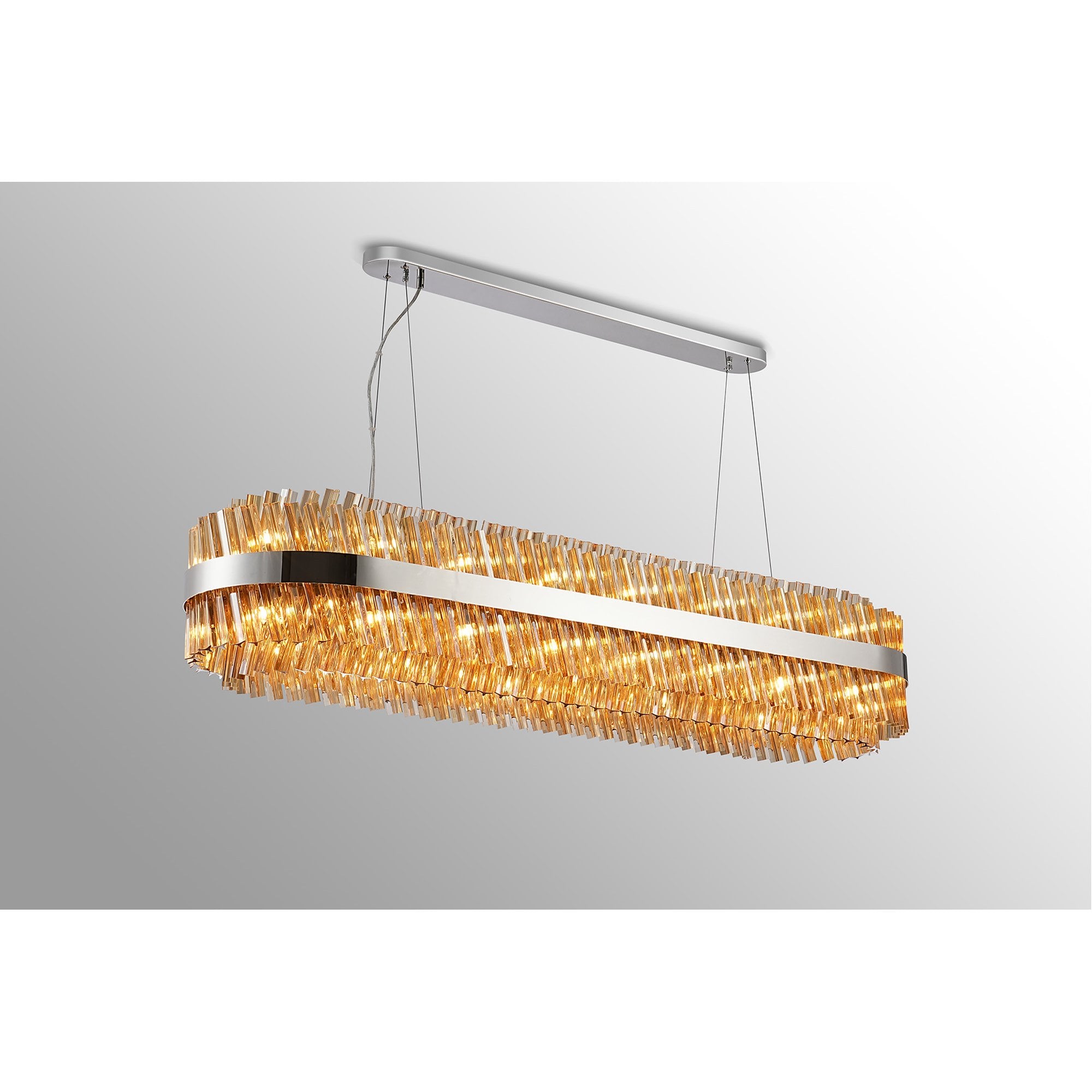 NL9508PN/AM9 Kaffer 36 Light Oblong Pendant Polished Nickel Amber
