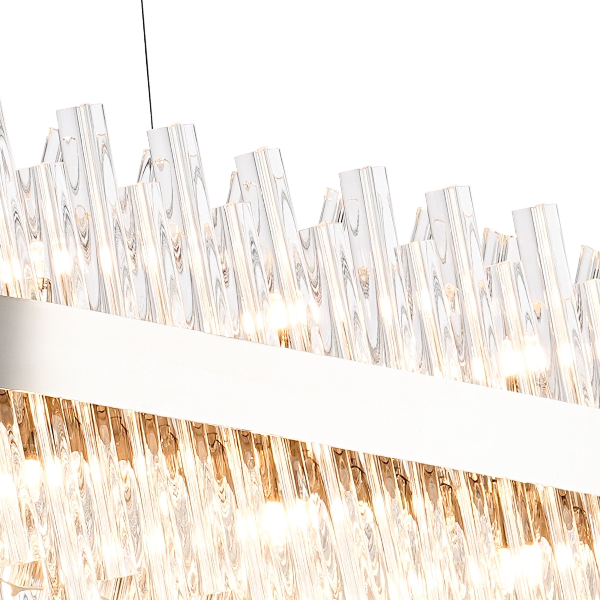 NL9508PN/CL9 Kaffer 36 Light Oblong Pendant Polished Nickel Clear