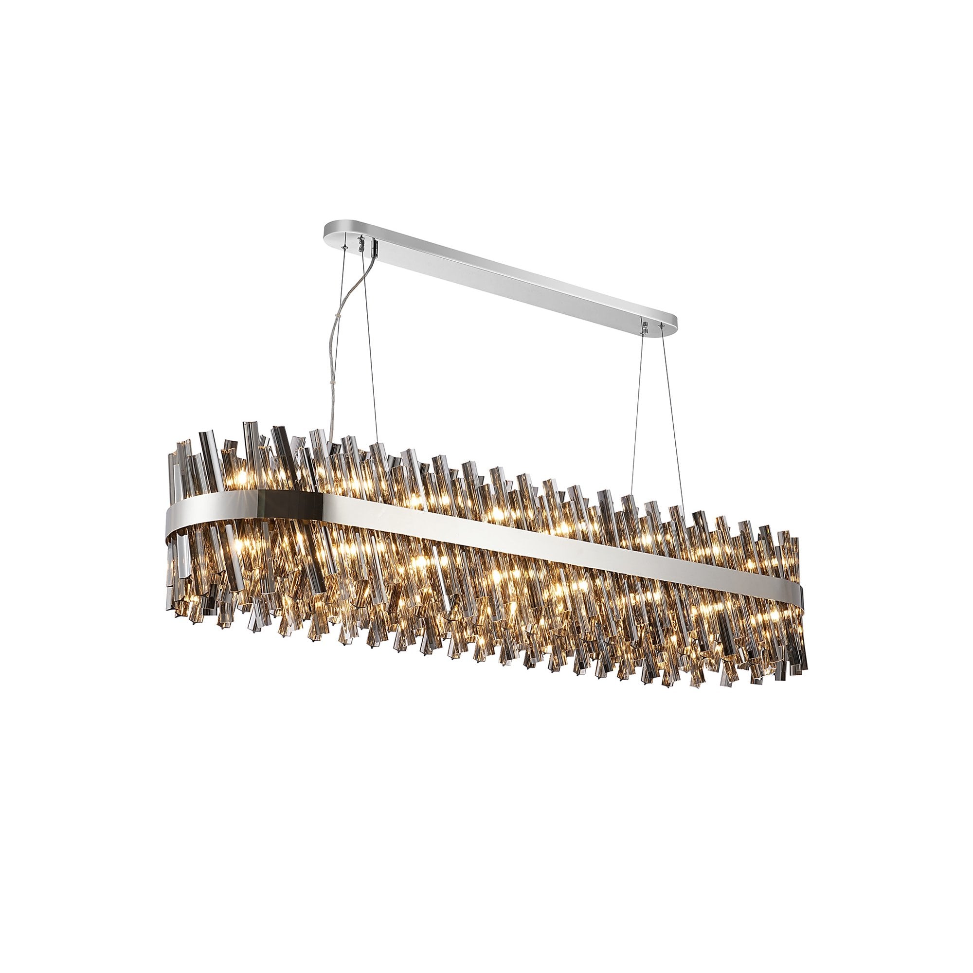 NL9508PN/SM9 Kaffer 36 Light Oblong Pendant Polished Nickel Smoke