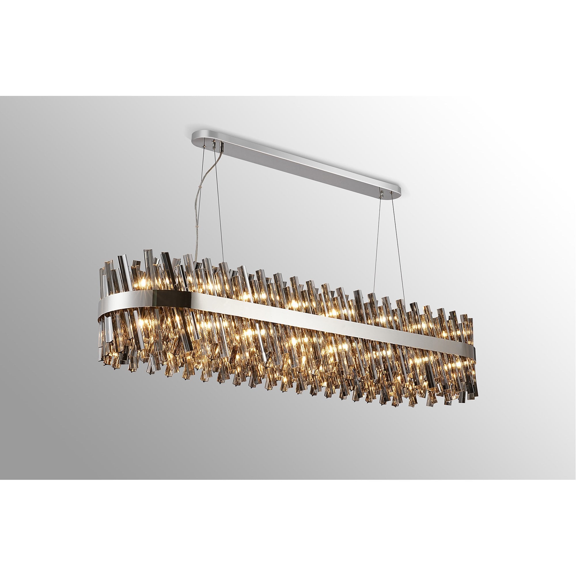 NL9508PN/SM9 Kaffer 36 Light Oblong Pendant Polished Nickel Smoke