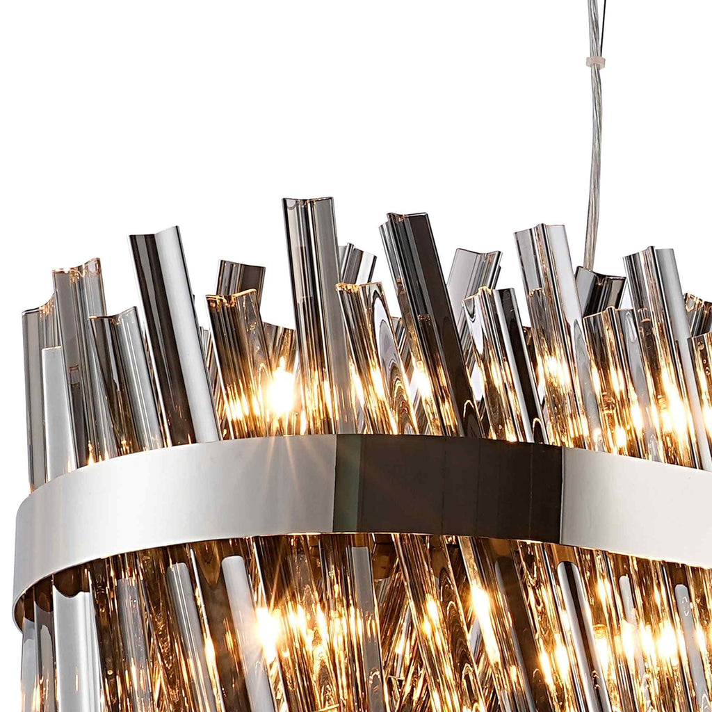 NL9508PN/SM9 Kaffer 36 Light Oblong Pendant Polished Nickel Smoke