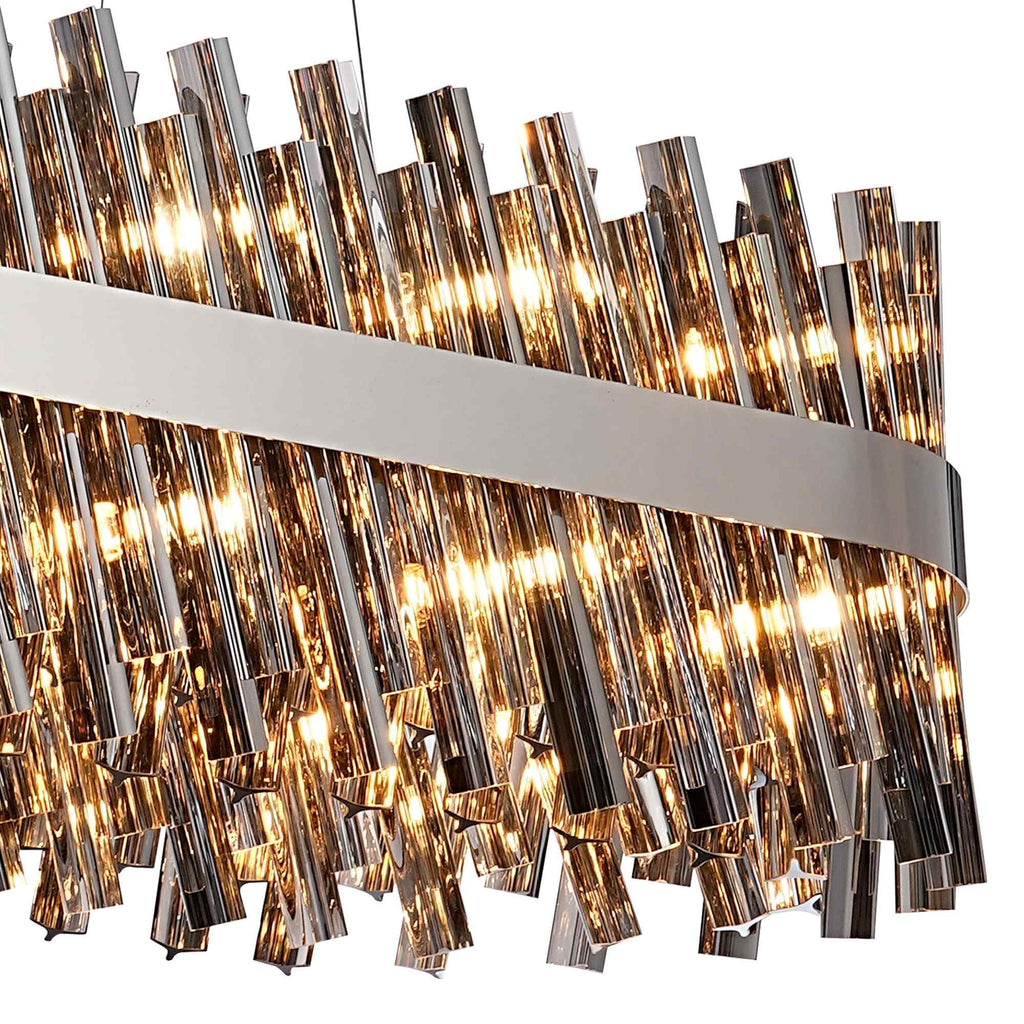 NL9508PN/SM9 Kaffer 36 Light Oblong Pendant Polished Nickel Smoke