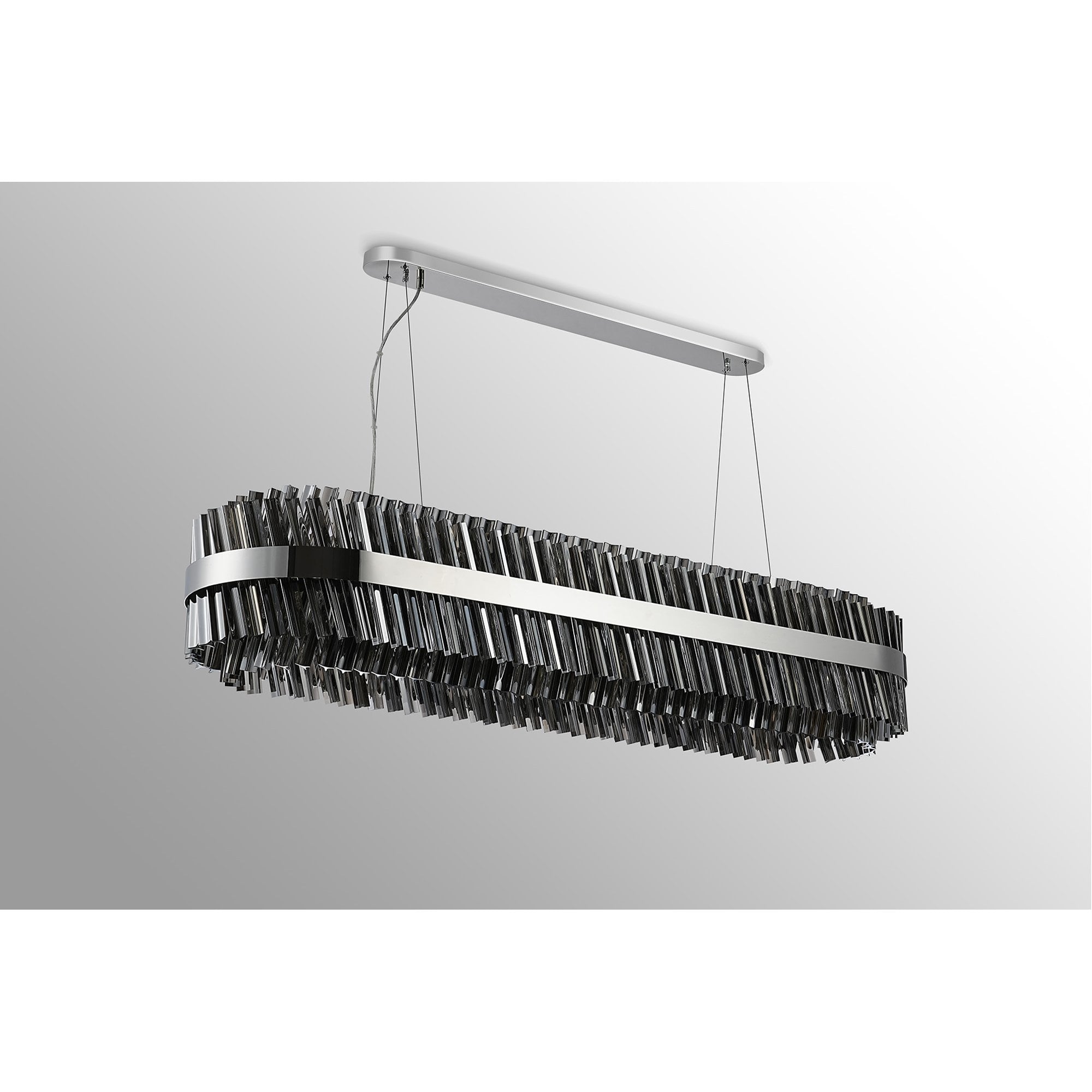 NL9508PN/SM9 Kaffer 36 Light Oblong Pendant Polished Nickel Smoke