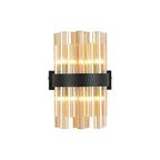 NL9510BL/AM9 Kaffer 4 Light Wall Light Satin Black Amber