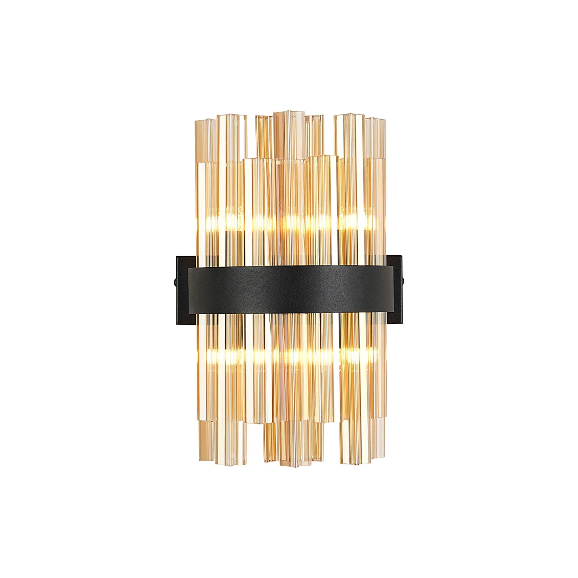 NL9510BL/AM9 Kaffer 4 Light Wall Light Satin Black Amber