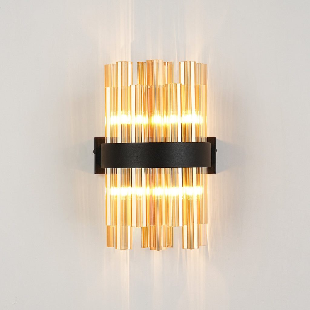 NL9510BL/AM9 Kaffer 4 Light Wall Light Satin Black Amber