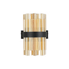 NL9510BL/AM9 Kaffer 4 Light Wall Light Satin Black Amber