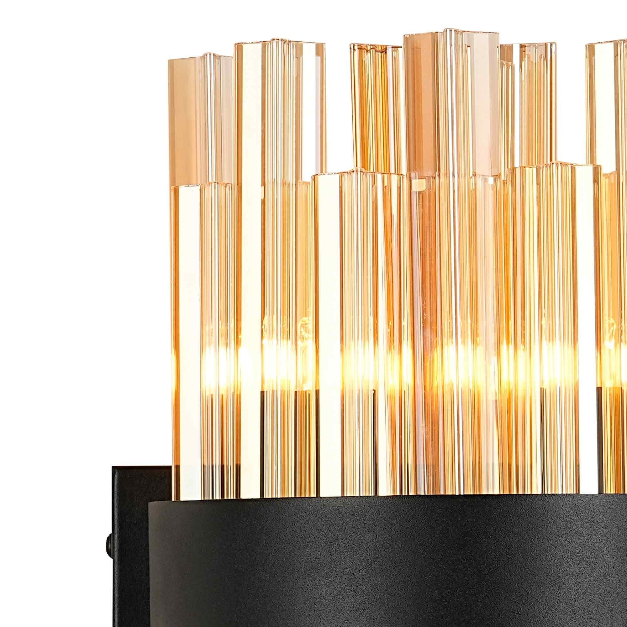 NL9510BL/AM9 Kaffer 4 Light Wall Light Satin Black Amber
