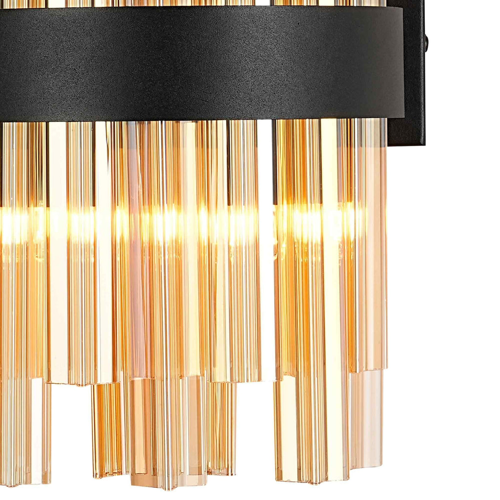 NL9510BL/AM9 Kaffer 4 Light Wall Light Satin Black Amber