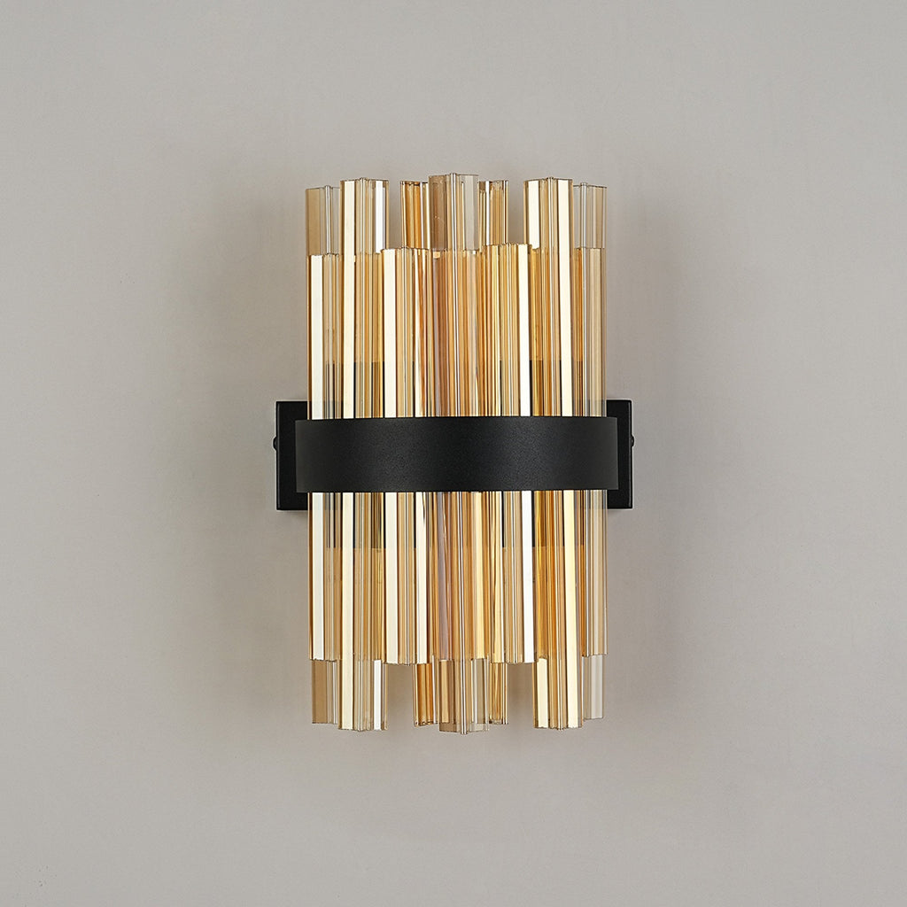 NL9510BL/AM9 Kaffer 4 Light Wall Light Satin Black Amber