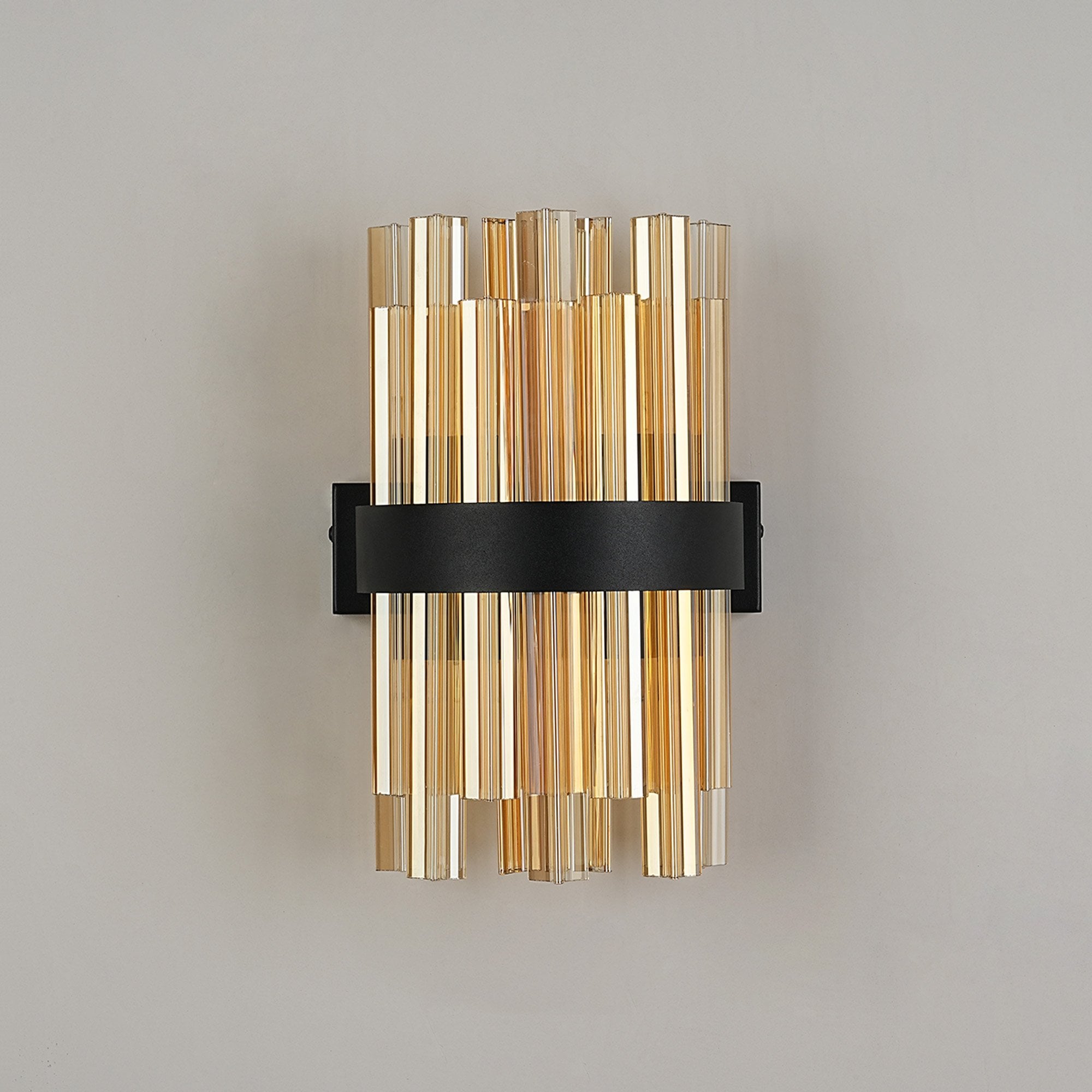 NL9510BL/AM9 Kaffer 4 Light Wall Light Satin Black Amber
