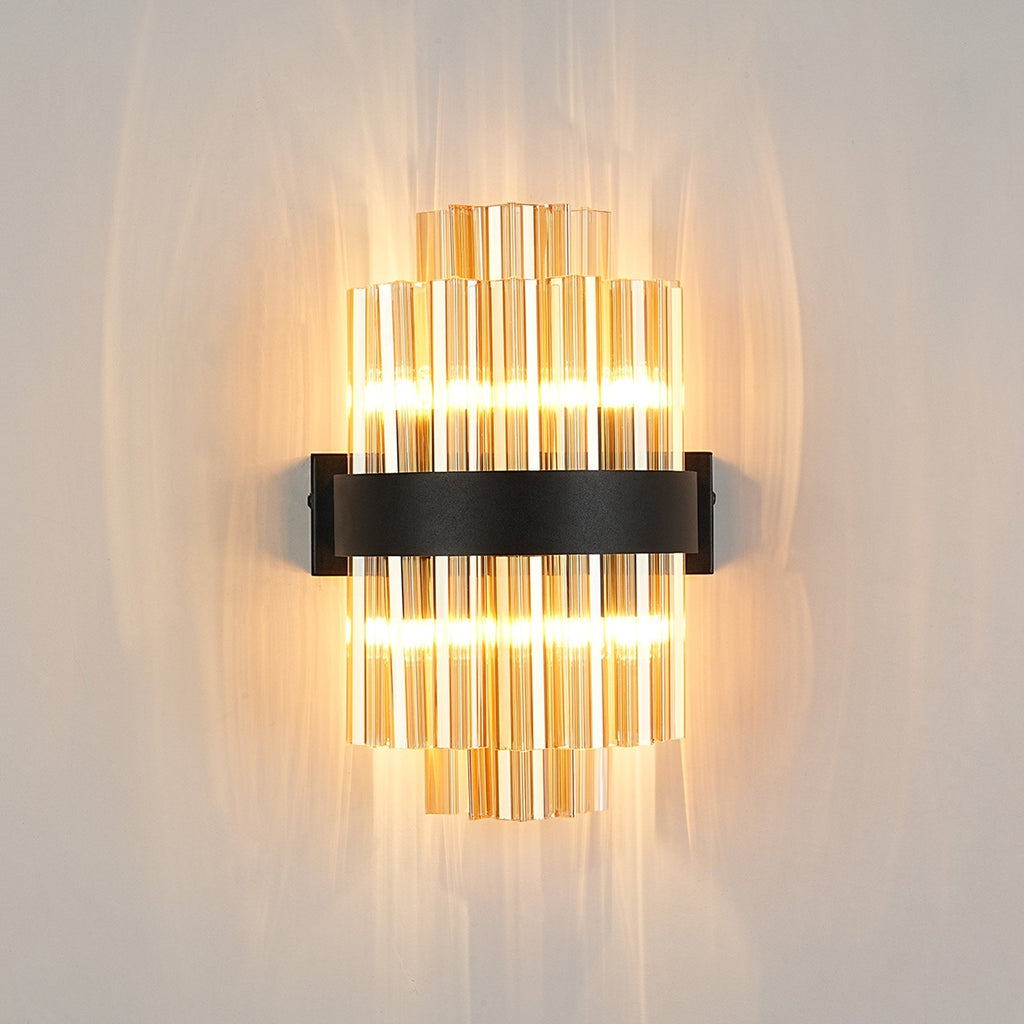 NL9510BL/AM9 Kaffer 4 Light Wall Light Satin Black Amber