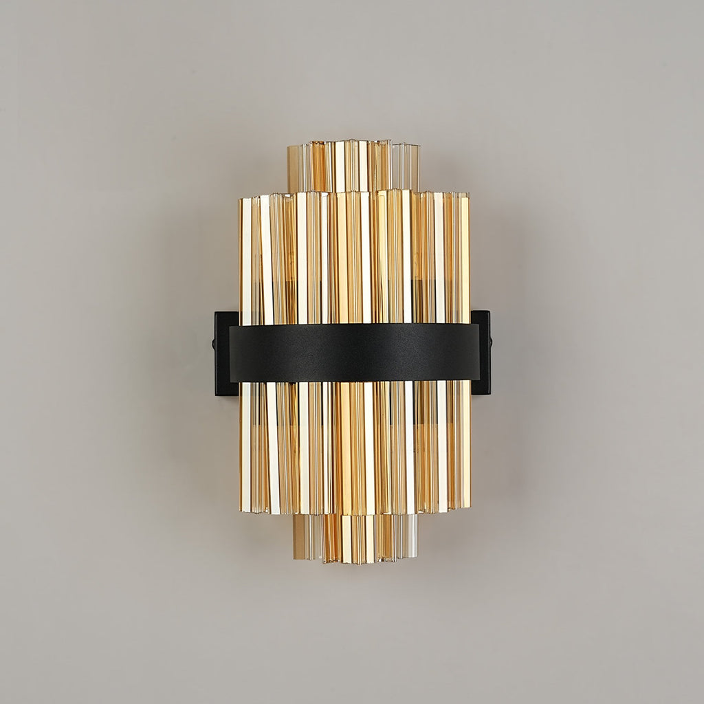NL9510BL/AM9 Kaffer 4 Light Wall Light Satin Black Amber