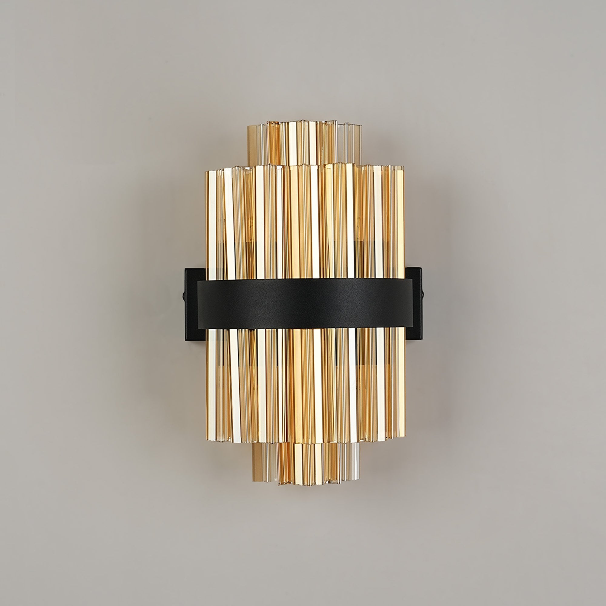 NL9510BL/AM9 Kaffer 4 Light Wall Light Satin Black Amber