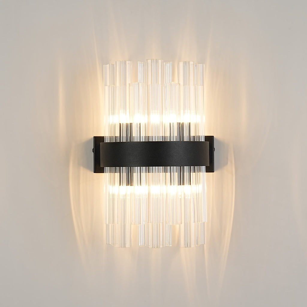 NL9510BL/CL9 Kaffer 4 Light Wall Light Satin Black Clear
