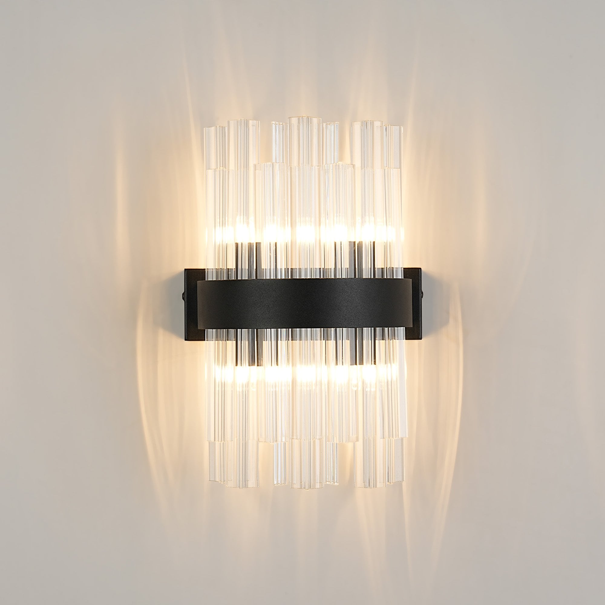 NL9510BL/CL9 Kaffer 4 Light Wall Light Satin Black Clear