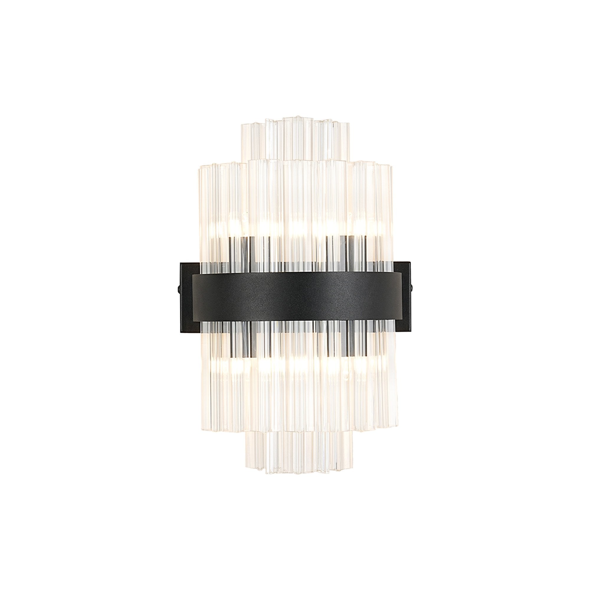 NL9510BL/CL9 Kaffer 4 Light Wall Light Satin Black Clear