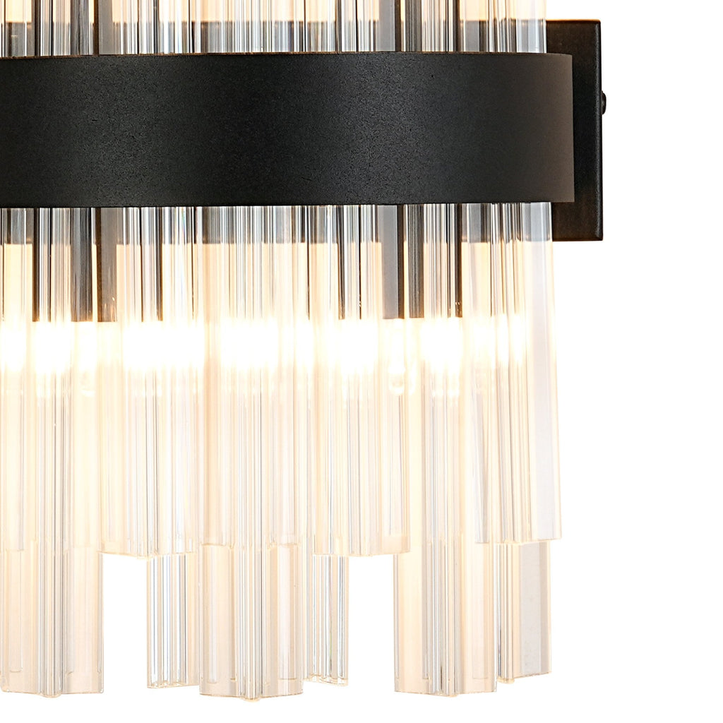 NL9510BL/CL9 Kaffer 4 Light Wall Light Satin Black Clear