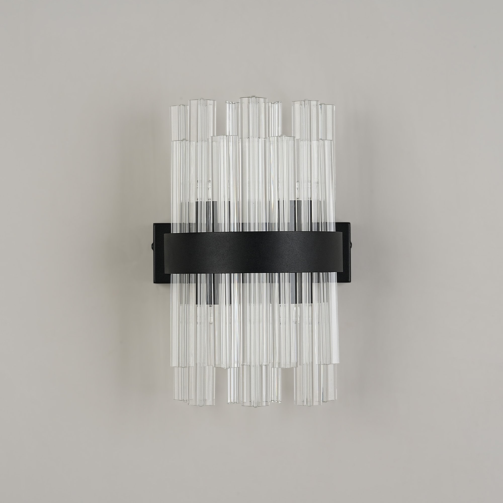 NL9510BL/CL9 Kaffer 4 Light Wall Light Satin Black Clear