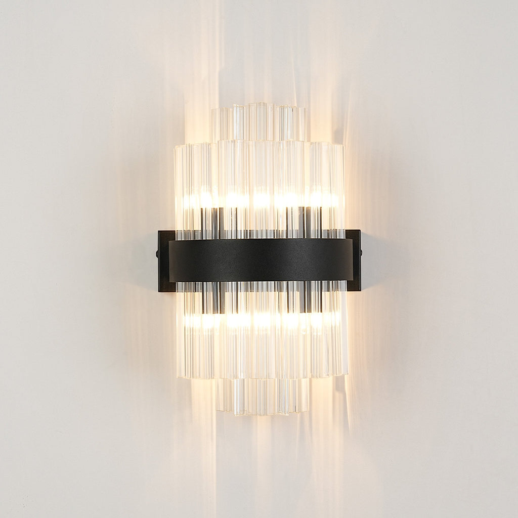 NL9510BL/CL9 Kaffer 4 Light Wall Light Satin Black Clear