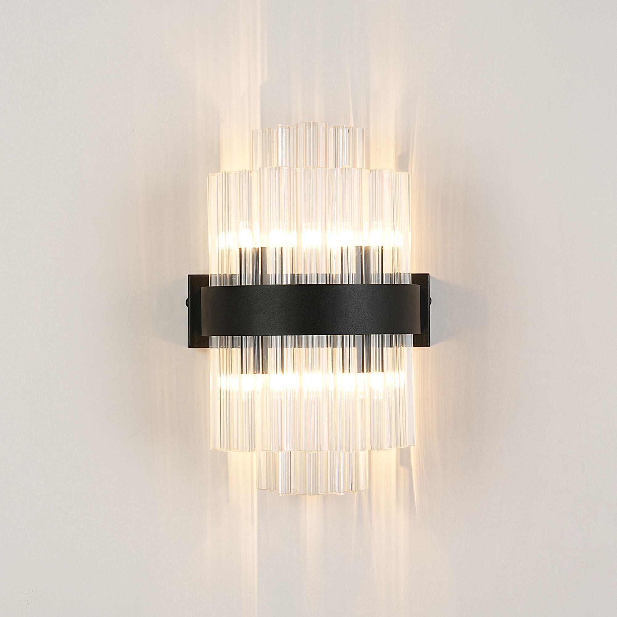 NL9510BL/CL9 Kaffer 4 Light Wall Light Satin Black Clear