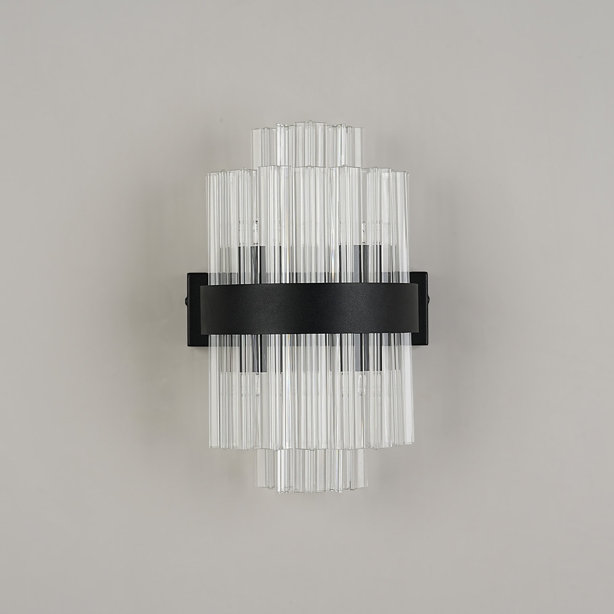 NL9510BL/CL9 Kaffer 4 Light Wall Light Satin Black Clear