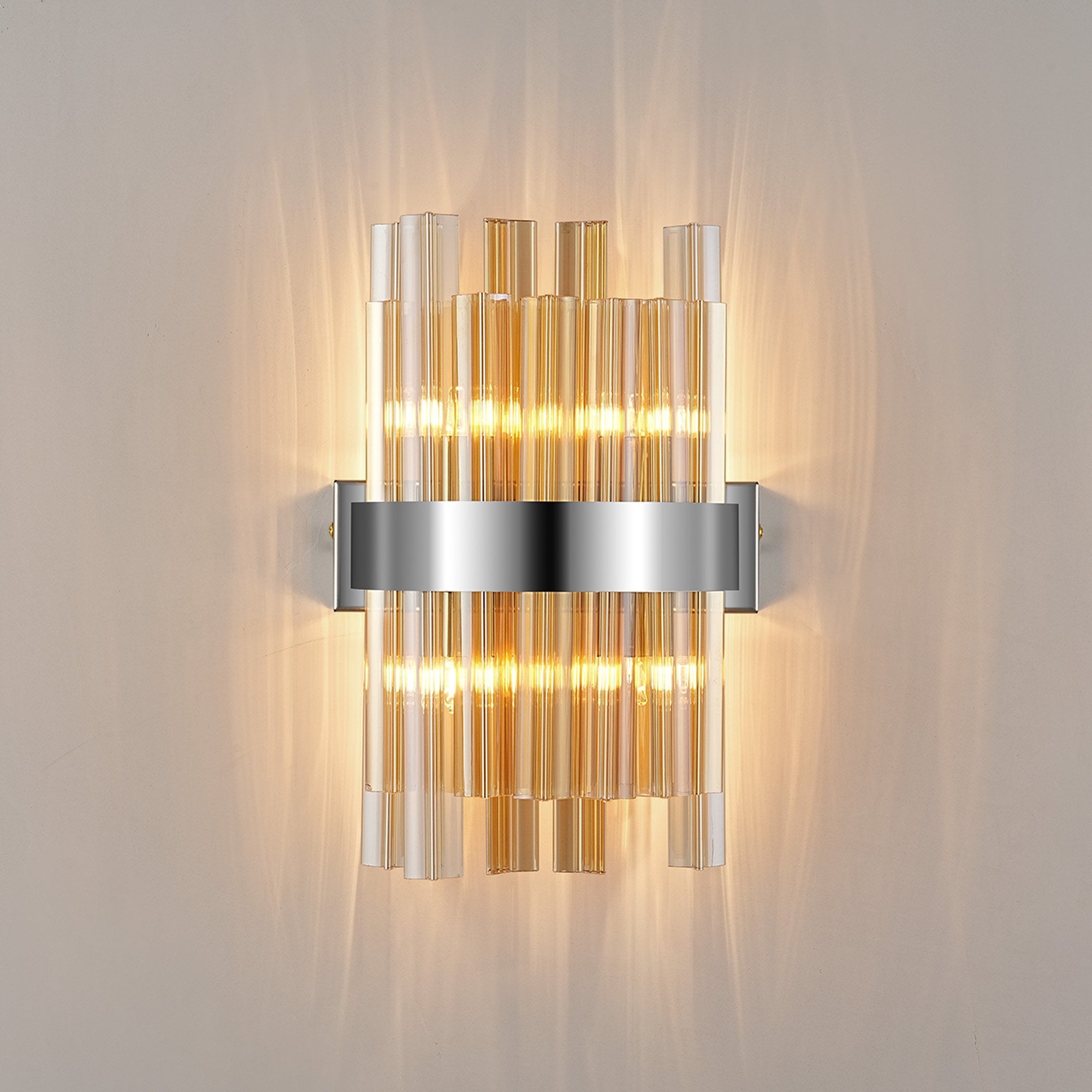 NL9510PN/AM9 Kaffer 4 Light Wall Light Polished Nickel Amber