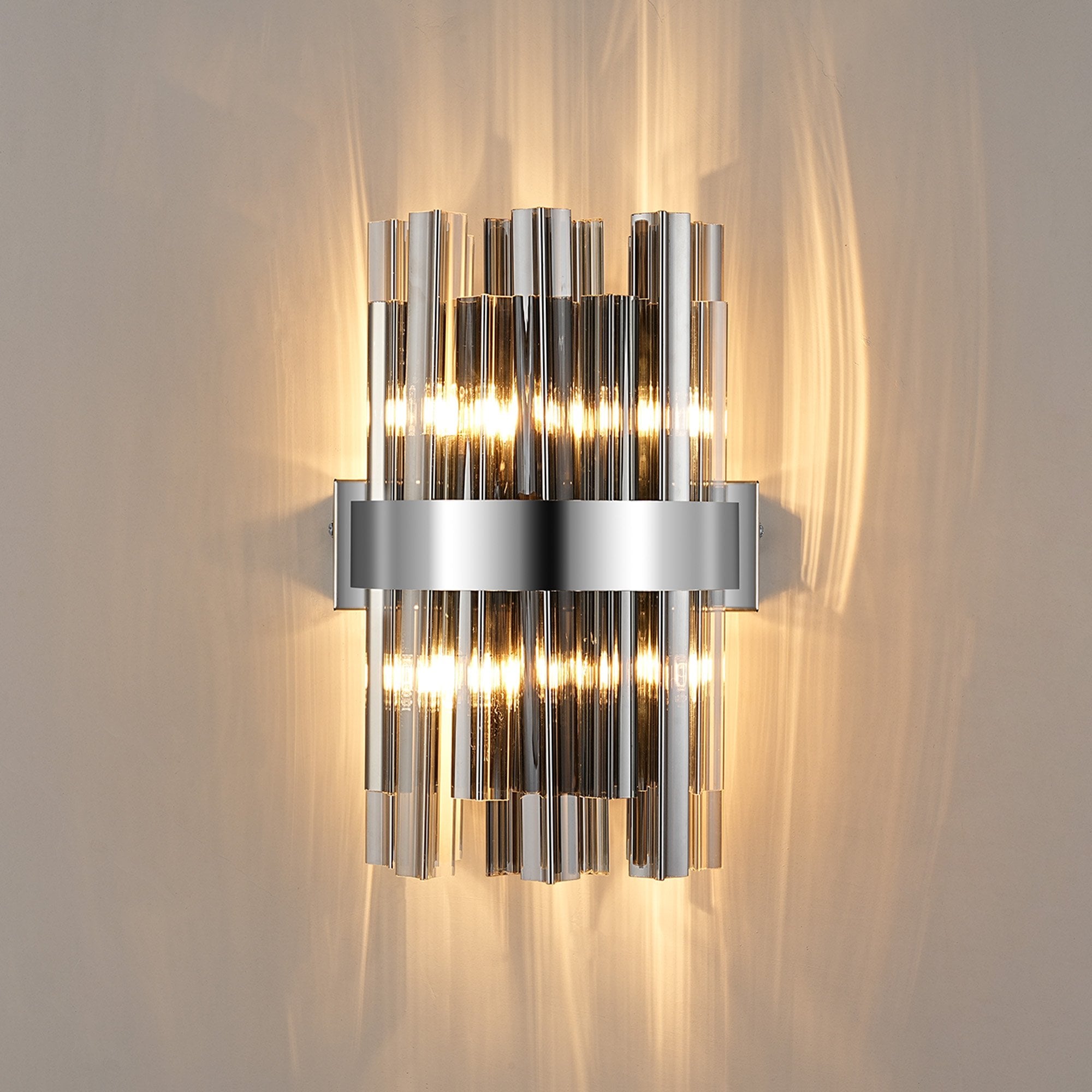 NL9510PN/SM9 Kaffer 4 Light Wall Light Polished Nickel Smoke