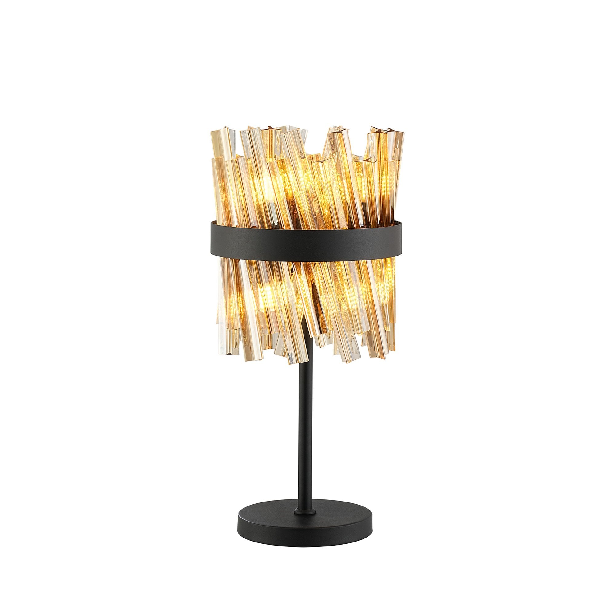 NL9512BL/AM9 Kaffer 6 Light Table Lamp Satin Black Amber