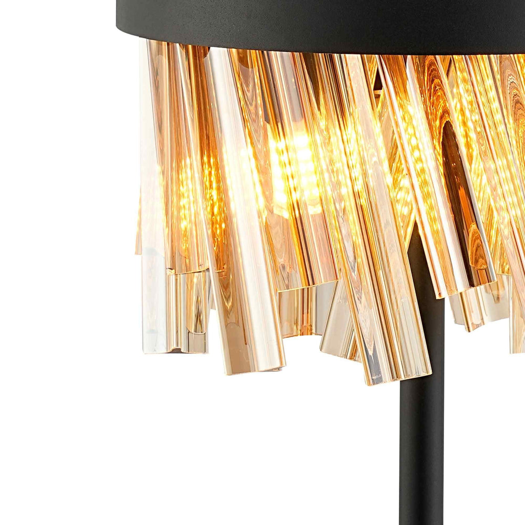 NL9512BL/AM9 Kaffer 6 Light Table Lamp Satin Black Amber