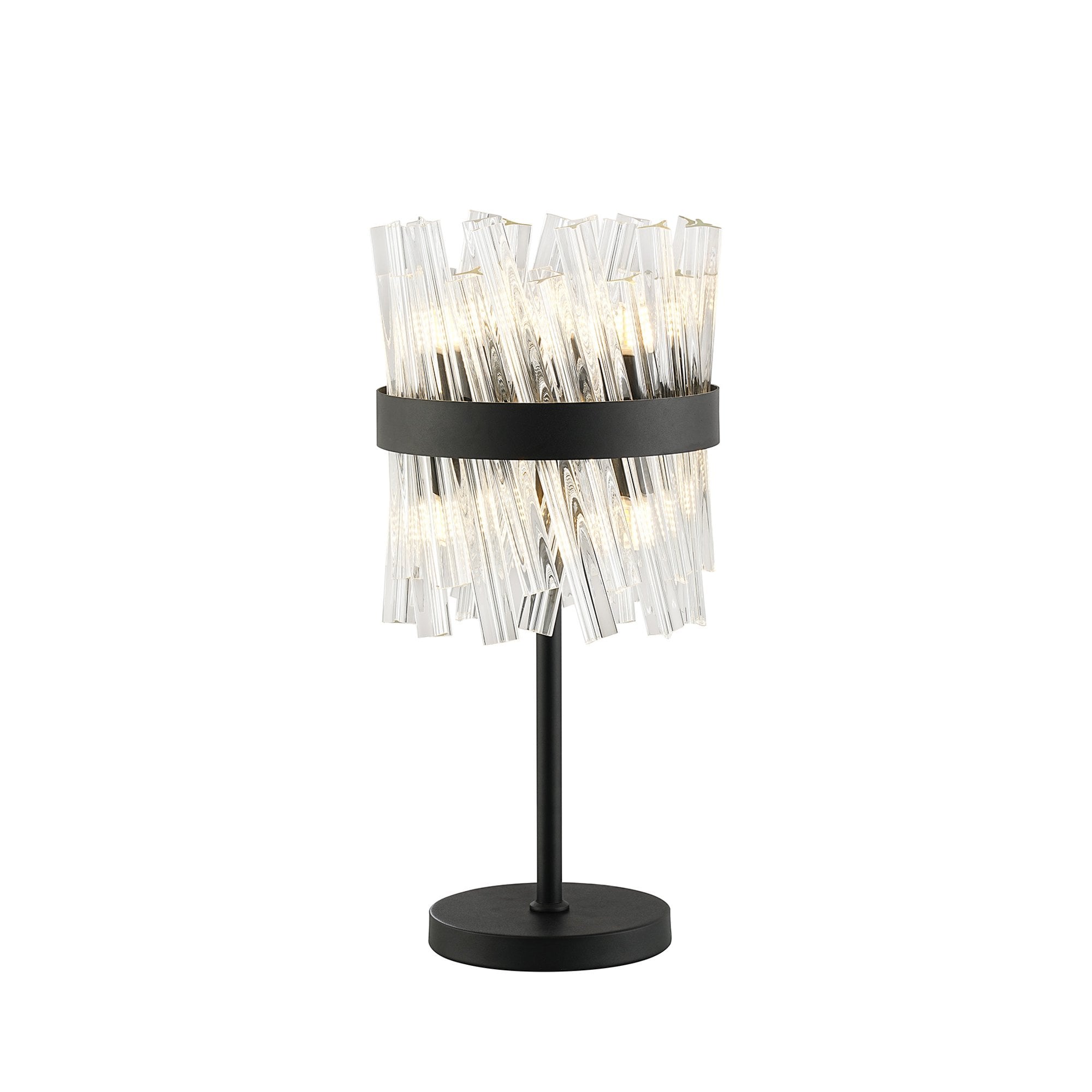 NL9512BL/CL9 Kaffer 6 Light Table Lamp Satin Black Clear