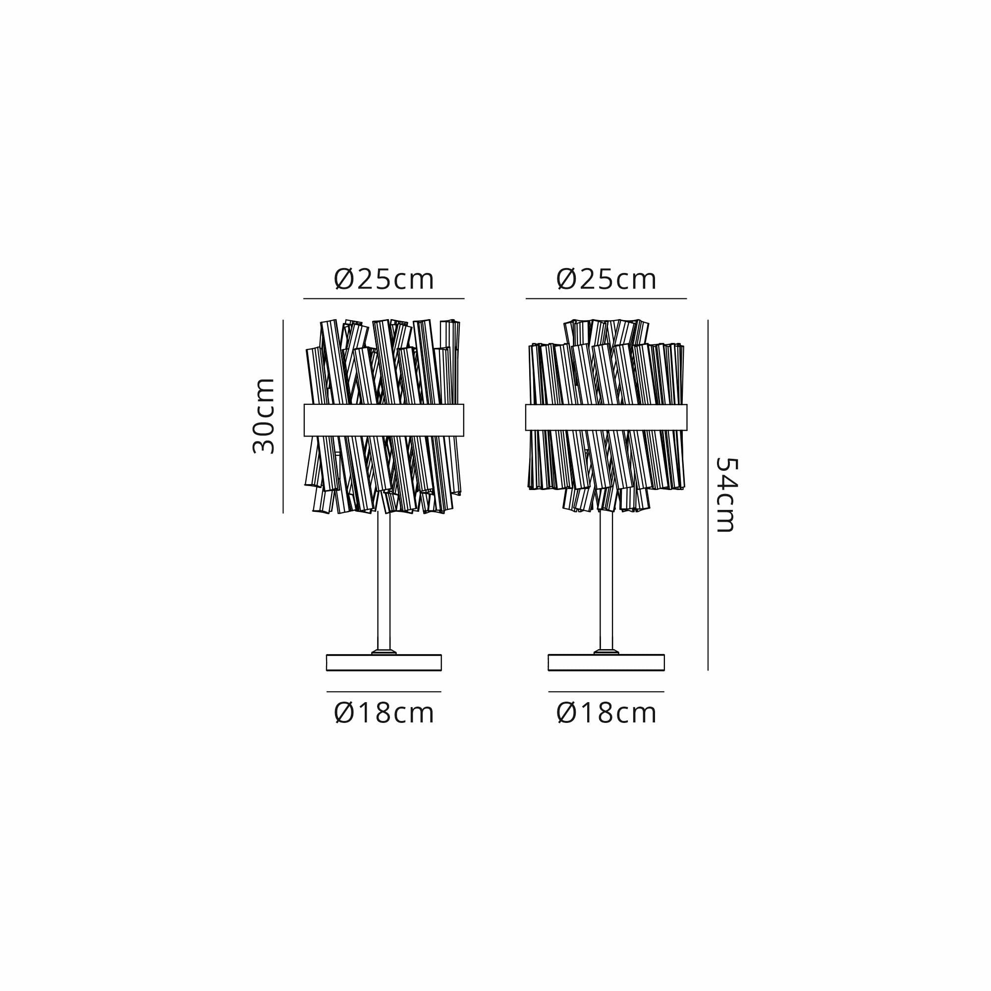 NL9512BL/CL9 Kaffer 6 Light Table Lamp Satin Black Clear