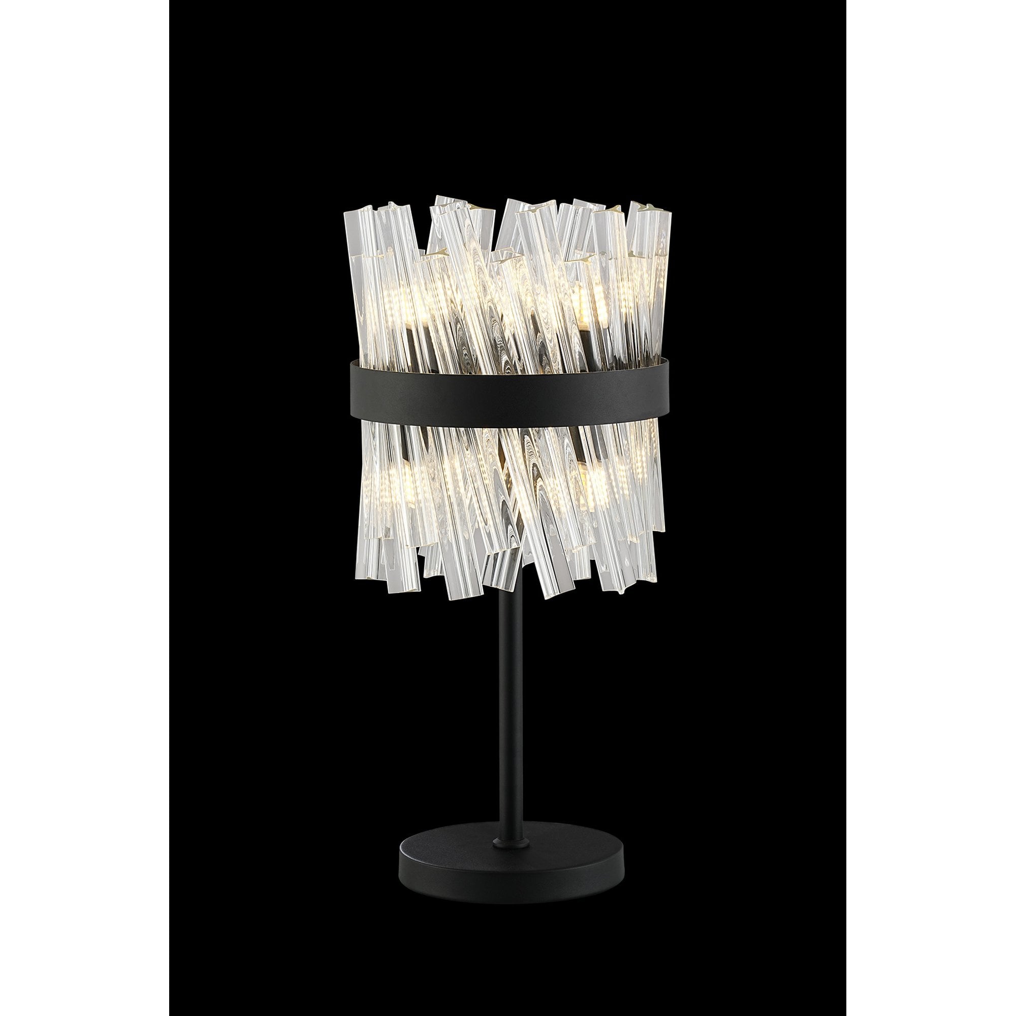 NL9512BL/CL9 Kaffer 6 Light Table Lamp Satin Black Clear