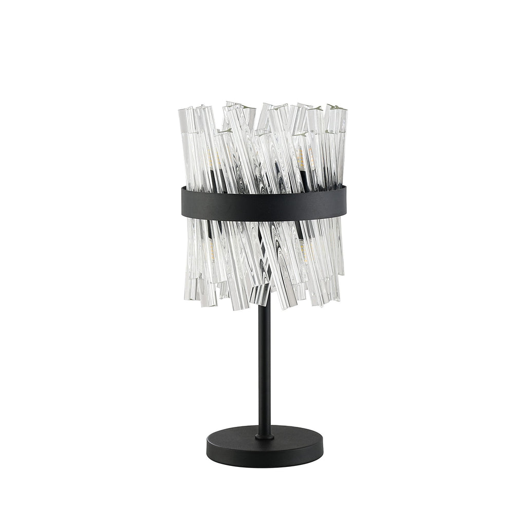 NL9512BL/CL9 Kaffer 6 Light Table Lamp Satin Black Clear