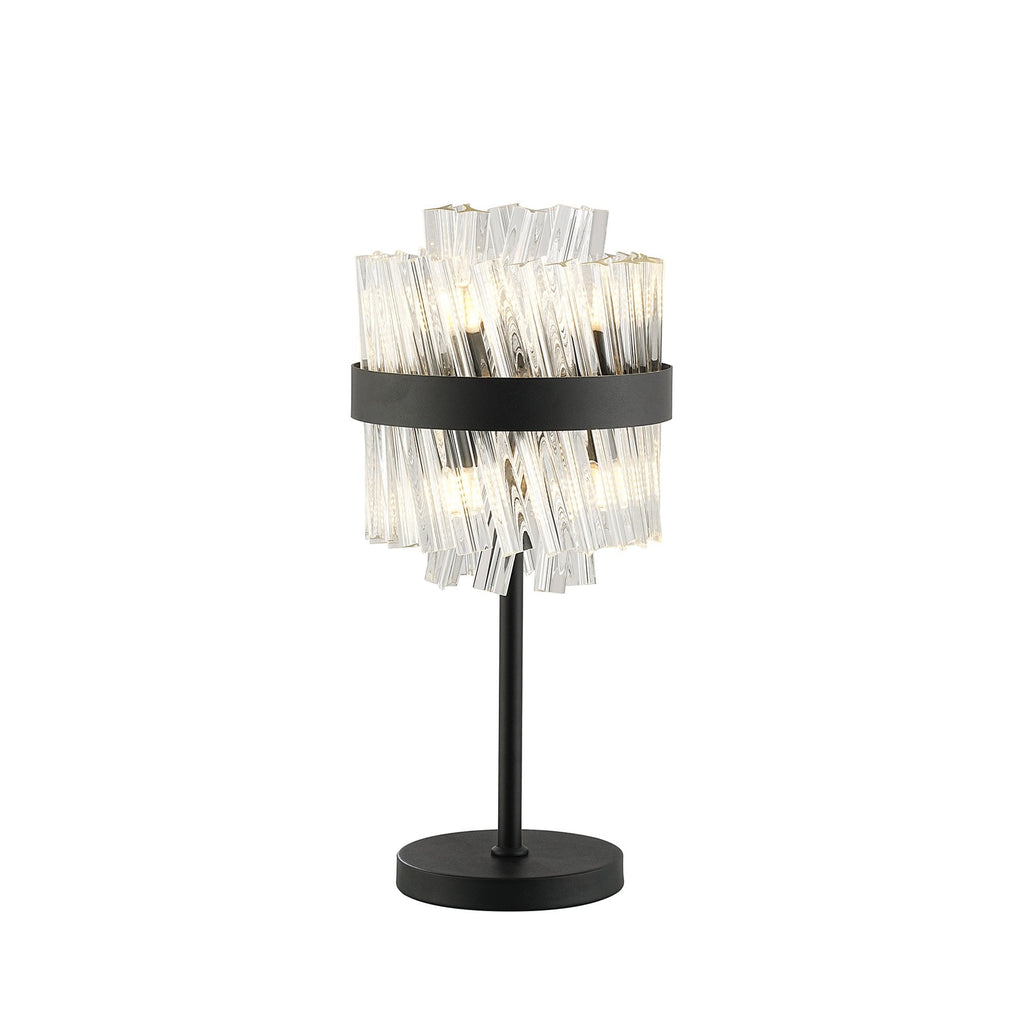 NL9512BL/CL9 Kaffer 6 Light Table Lamp Satin Black Clear