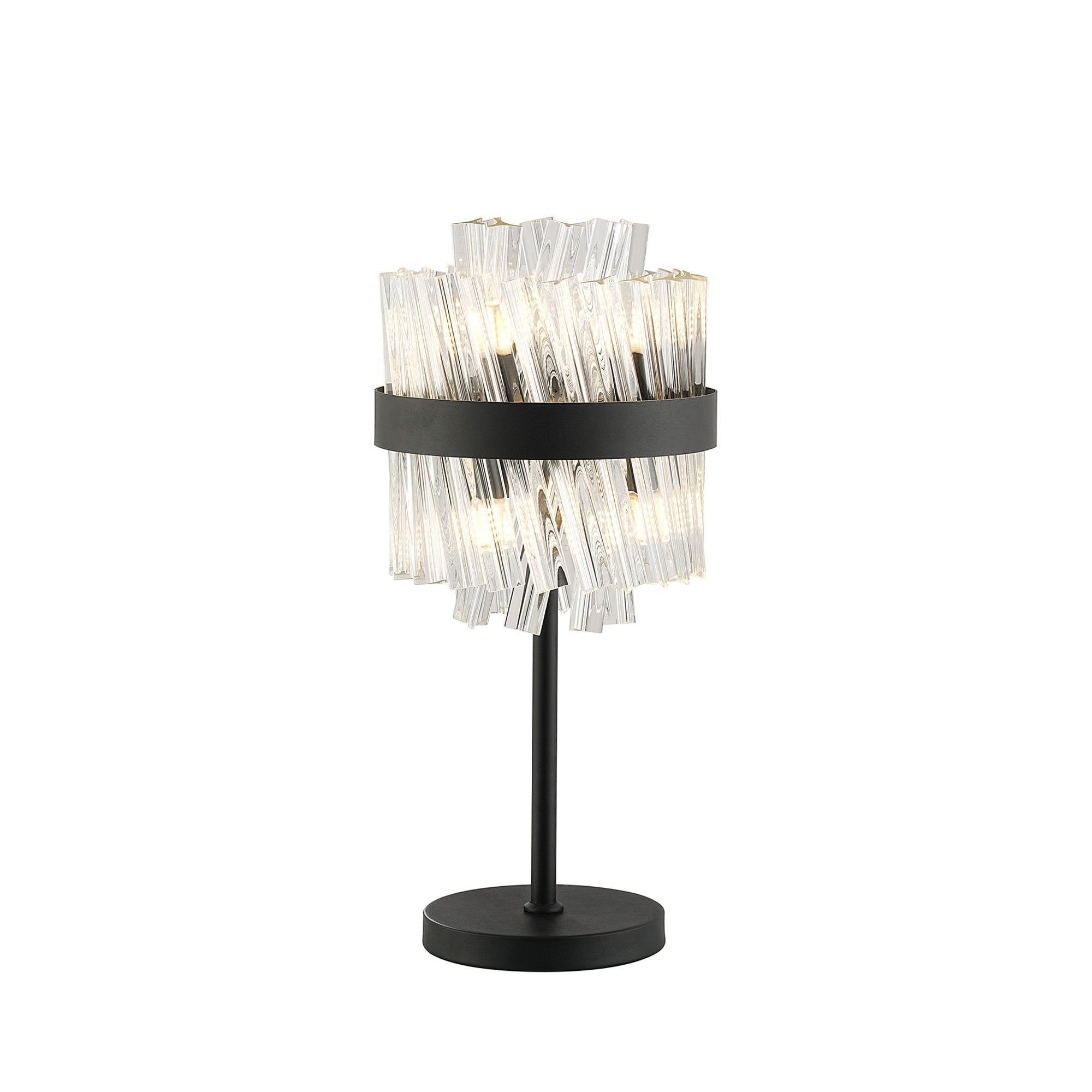 NL9512BL/CL9 Kaffer 6 Light Table Lamp Satin Black Clear