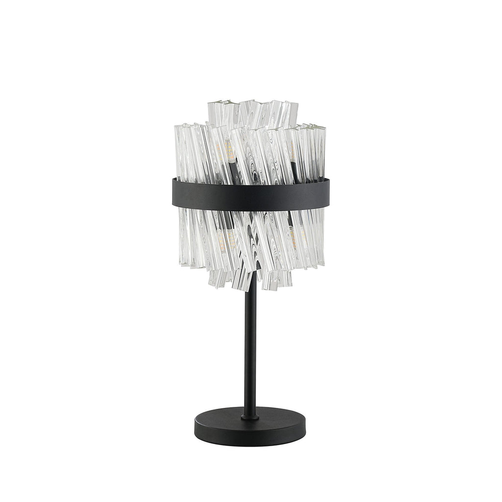 NL9512BL/CL9 Kaffer 6 Light Table Lamp Satin Black Clear