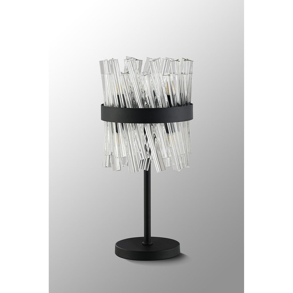 NL9512BL/CL9 Kaffer 6 Light Table Lamp Satin Black Clear