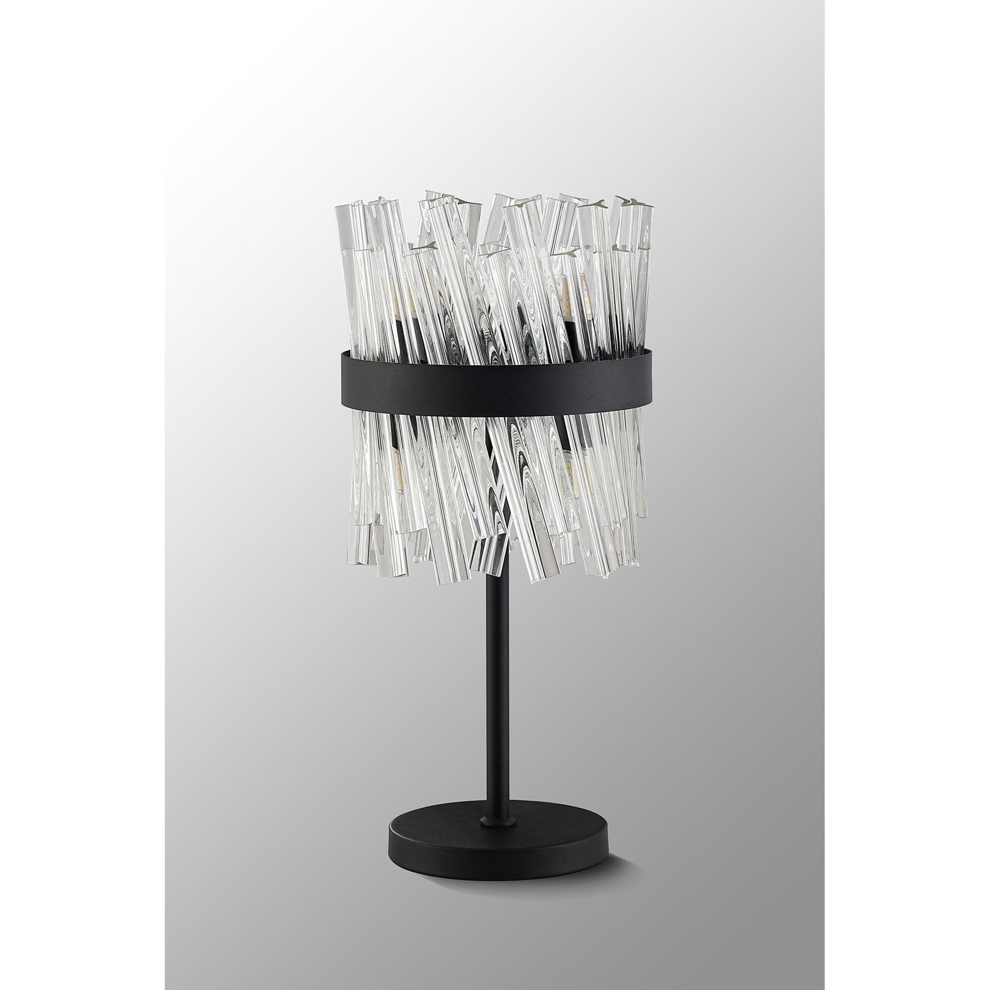 NL9512BL/CL9 Kaffer 6 Light Table Lamp Satin Black Clear