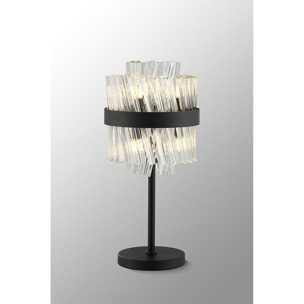 NL9512BL/CL9 Kaffer 6 Light Table Lamp Satin Black Clear