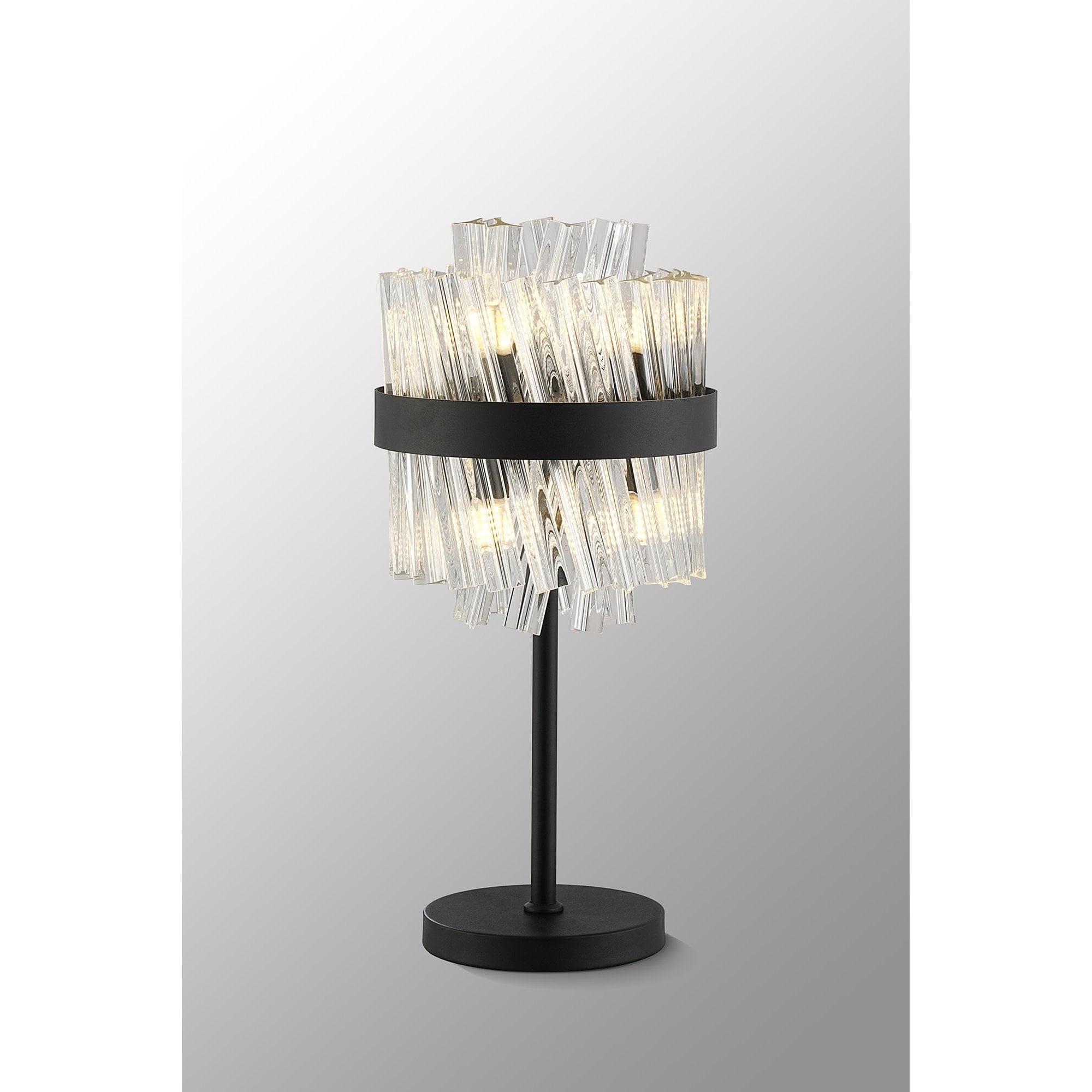 NL9512BL/CL9 Kaffer 6 Light Table Lamp Satin Black Clear
