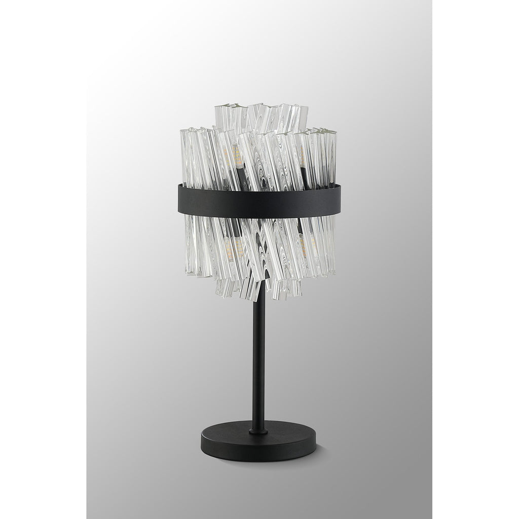 NL9512BL/CL9 Kaffer 6 Light Table Lamp Satin Black Clear