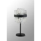 NL9512BL/CL9 Kaffer 6 Light Table Lamp Satin Black Clear