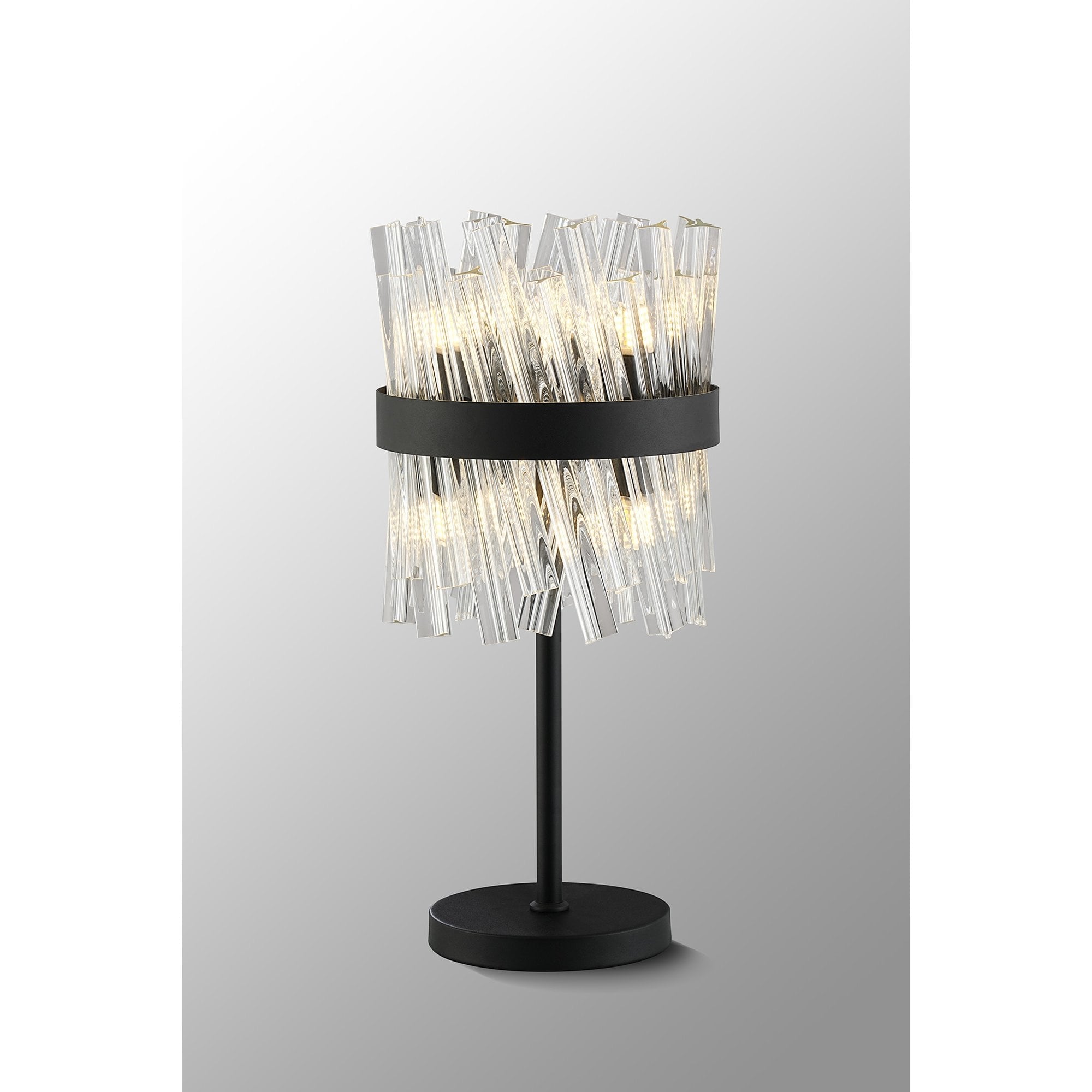 NL9512BL/CL9 Kaffer 6 Light Table Lamp Satin Black Clear