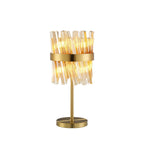 NL9512BR/AM9 Kaffer 6 Light Table Lamp Brass Amber