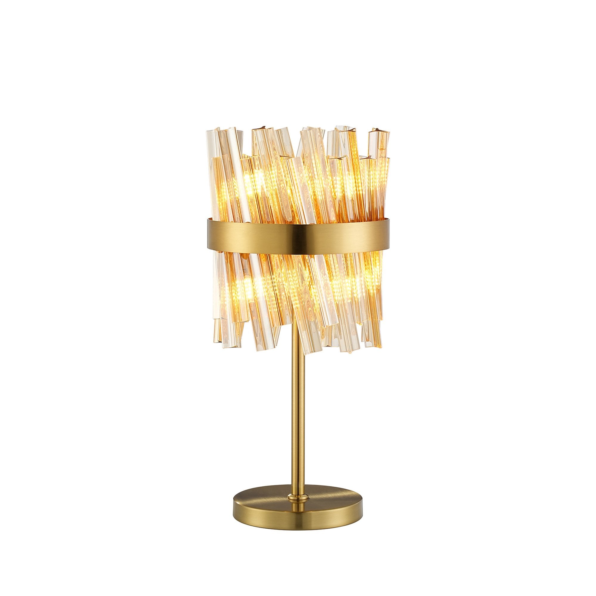 NL9512BR/AM9 Kaffer 6 Light Table Lamp Brass Amber